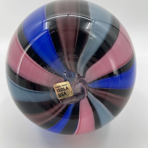 Isola Art Glass Vase Signed & Dated 97 Multicolor Stripe 14.5" Made In USA - Picture 2 of 9